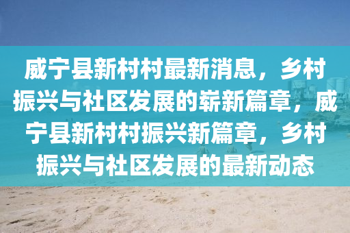 威宁县新村村最新消息,乡村振兴与社区发展的崭新篇章,威宁县新村村振兴新篇章,乡村振兴与社区发展的最新动态中山市多米克自动化设备有限公司